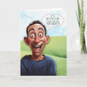 Lustige Über den Hügel Geburtstag Cartoon Mann Karte (Vorderseite)