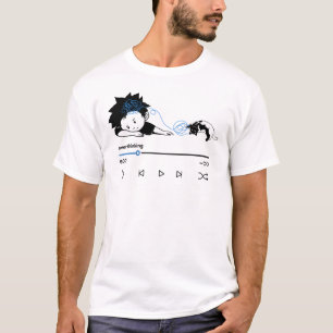 Lustige Überdenkende Musik-Player-Ästhetik-Katze T-Shirt