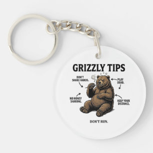 Lustige Überlebenstipps für Grizzlybären Outdoor H Schlüsselanhänger