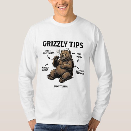 Lustige Überlebenstipps für Grizzlybären Outdoor H T-Shirt (Vorderseite)