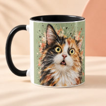 Lustige überraschte Dreifarbenkatze Wasserfarbenku