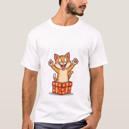 Lustige überraschte Katze springt aus Geschenkbox✨ T-Shirt