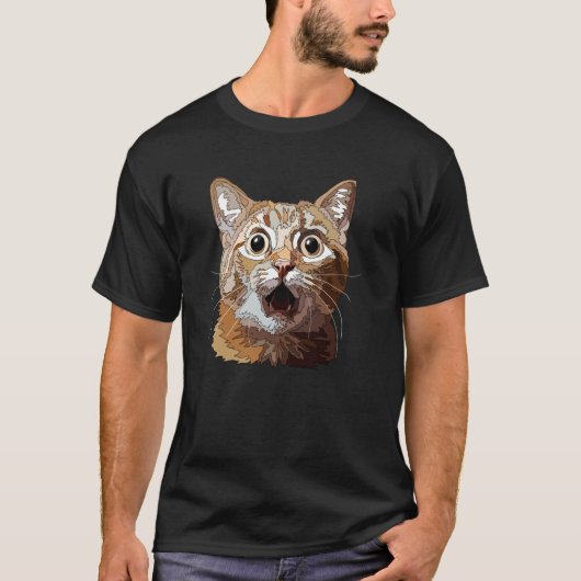 Lustige überraschte Katze T-Shirt (Vorderseite)