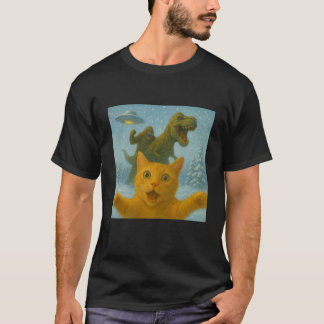 Lustige überraschte verängstigte Katze Selfie T Re T-Shirt