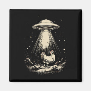Lustige UFO-Hühner-Entführung Vintage-Alien-Strahl Magnet