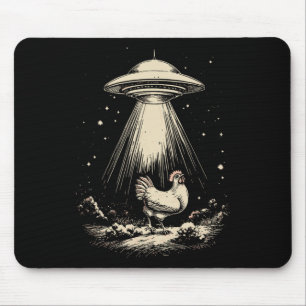 Lustige UFO-Hühner-Entführung Vintage-Alien-Strahl Mousepad
