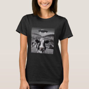 Lustige UFO-Kuh-Selfie-Alien-Begegnung Humor T-Shirt