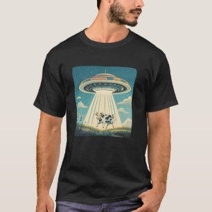 Lustige UFO- und Kuh-Kombination für galaktischen T-Shirt