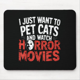 Lustige Uhr Horrorfilm Fan - Halloween Katzenliebh Mousepad