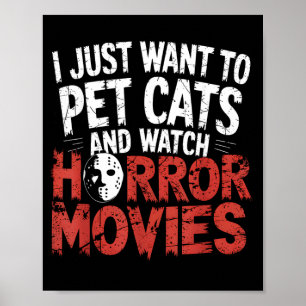 Lustige Uhr Horrorfilm Fan - Halloween Katzenliebh Poster