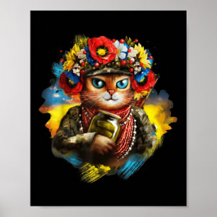 Lustige ukrainische Katzen-Soldat Memorial Day Ret Poster
