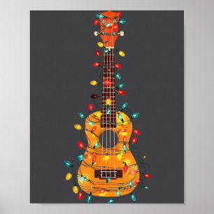 Lustige Ukulele-Weihnachtsgrafik für Lichtliebhabe Poster