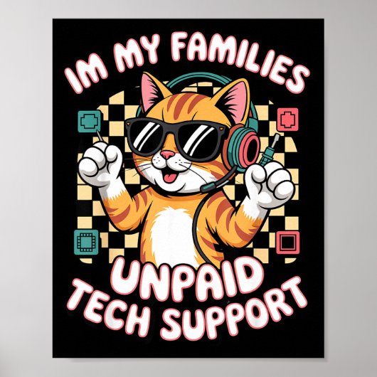 Lustige unbezahlte technische PC-Support orange ge Poster (Vorne)