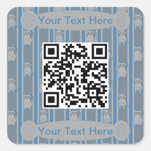 Lustige und Fancy Katze und Hund QR Code Quadratischer Aufkleber