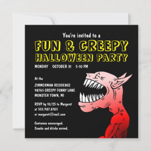 Lustige und gruselige Halloween-Party-Einladung Einladung
