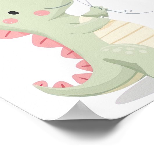 Lustige und motivierende Dino-Grafik Poster (Ecke)