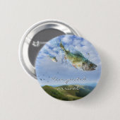 Lustige unerwartete Ankunft der fliegenden Fische Button (Vorne & Hinten)