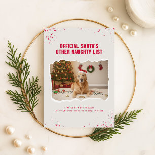 Lustige Ungezogene Liste Süße Hund Foto Weihnachte Feiertagskarte