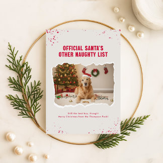 Lustige Ungezogene Liste Süße Hund Foto Weihnachte Feiertagskarte