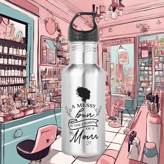 lustige unordentliche Mama Edelstahlflasche