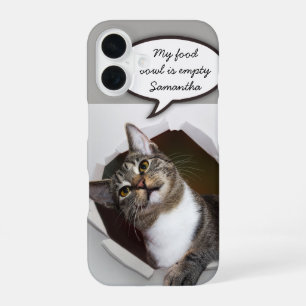 Lustige unterbrechende Katze Personalisierte Nachr iPhone 16 Hülle
