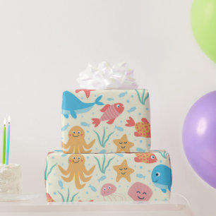 Lustige Unterwasser-Meereslebewesen Ozean-Muster Geschenkpapier
