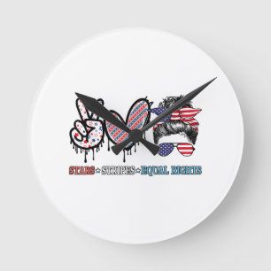 Lustige US-Flagge Patriotisch Runde Wanduhr