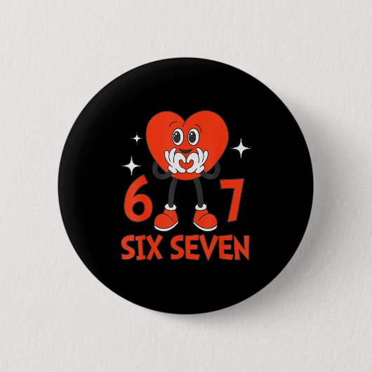 Lustige Valentins Sechs Sieben Herzen 6 7 Meme Jun Button (Vorderseite)