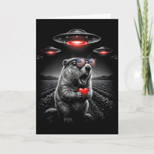 Lustige Valentinsgrüße Murmeltier Selfie Alien Ufo Karte