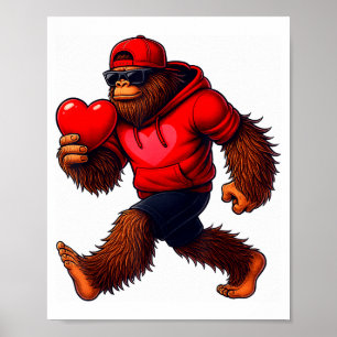 Lustige Valentinstag Bigfoot Herz Singles Sasquat Poster