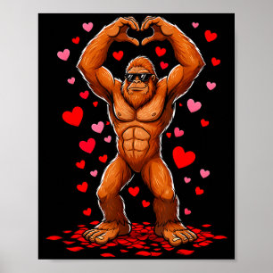 Lustige Valentinstag Bigfoot Herz Sungles Sasquat Poster