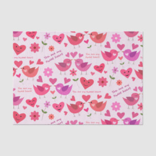 Lustige Valentinstag Liebesvögel mit Herzen Seidenpapier