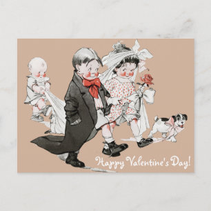 Lustige Valentinstag Vintage-Hochzeits-Postkarte Feiertagspostkarte