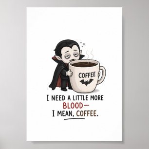 Lustige Vampir-Kaffee-Halloween-Illustration Poster