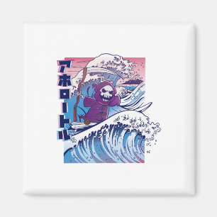 Lustige Vaporwave Kanagawa Große Welle Japan Surfe Magnet