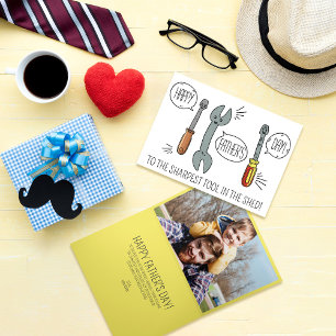 Lustige Vatertagskarte Foto Schärfstes Werkzeug im Feiertagskarte