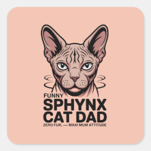Lustige Vektorgrafik Sphynx-Katzendaddy Quadratischer Aufkleber