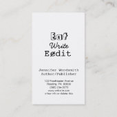 Lustige Verfasser-Visitenkarten essen schreiben Visitenkarte (Rückseite)