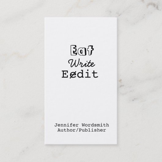 Lustige Verfasser-Visitenkarten essen schreiben Visitenkarte (Vorderseite)
