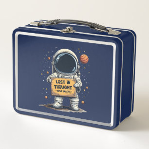 Lustige verlorene Astronaut im Weltraum Illustrati Metall Brotdose