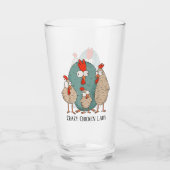 lustige, verrückte Hennenfrau fügt Text hinzu Glas (Vorderseite)