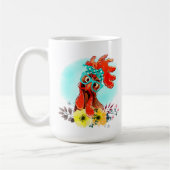 lustige, verrückte Hennenfrau fügt Text hinzu Kaffeetasse (Links)