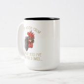 lustige, verrückte Hennenfrau fügt Text hinzu Zweifarbige Tasse (Vorderseite Links)