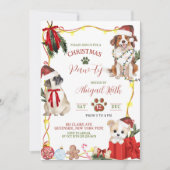 Lustige verrückte Hunde-Weihnachtsparty Einladung (Vorderseite)