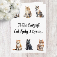 Lustige Verrückte Katzenlady Geburtstagskarte