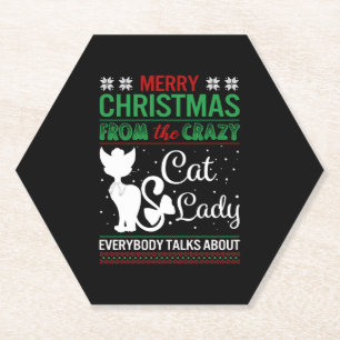 Lustige Verrückte Katzenlady Weihnachten Hässlich Untersetzer