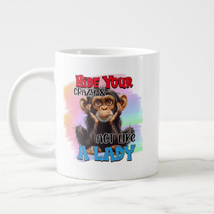 Lustige verrückte Lady-Affen-Wortkunst  Jumbo-Tasse
