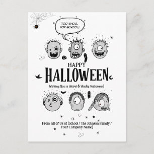 Lustige verrückte Monster-Kinder Halloween-Postkar Postkarte