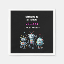 lustige, verrückte Roboter-Geburtstagseinladung Serviette