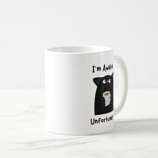 Lustige verschlafene Katze Kaffeetasse (VorderseiteRechts)